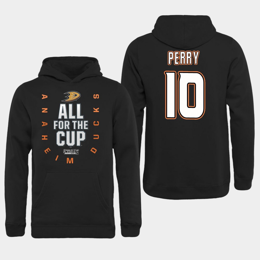 NHL Men Anaheim Ducks 10 Perry Black All for the Cup Hoodie